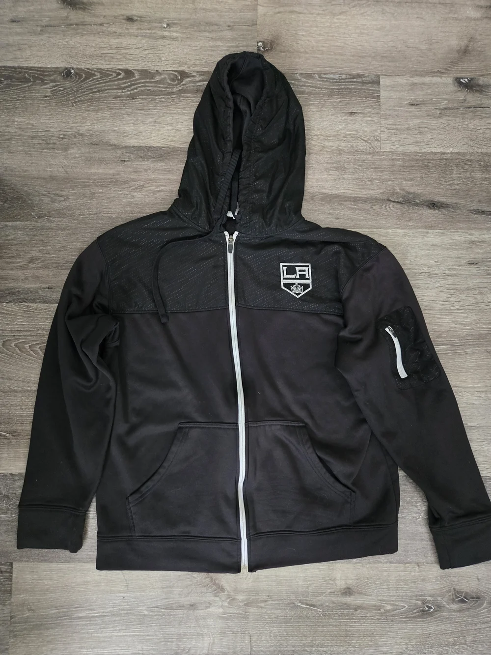 NHL Black and White Hooded Jacket with Official NHL Patch